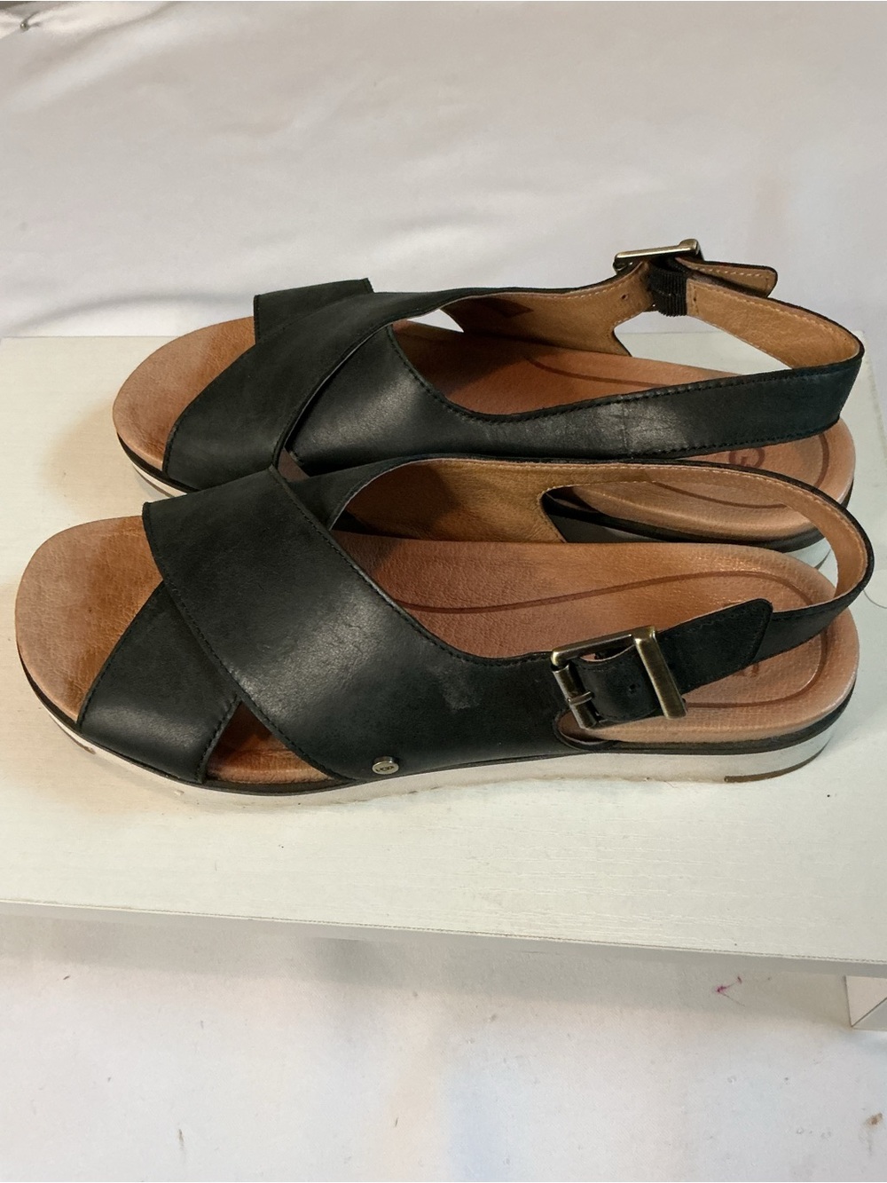 UGG Black Leather Crisscross Slingback Sandals - Picture 5 of 5